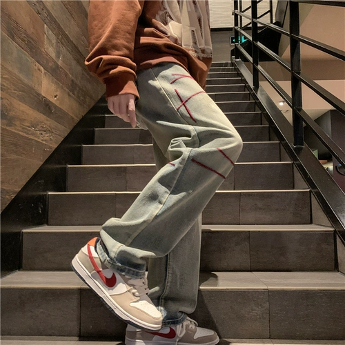 Летние тонкие джинсы, штаны, в американском стиле, оверсайз, подходит для подростков