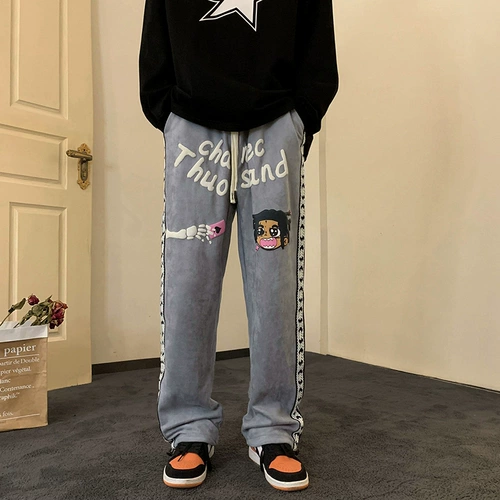 Брендовые повседневные брюки, штаны, в американском стиле, свободный прямой крой, оверсайз