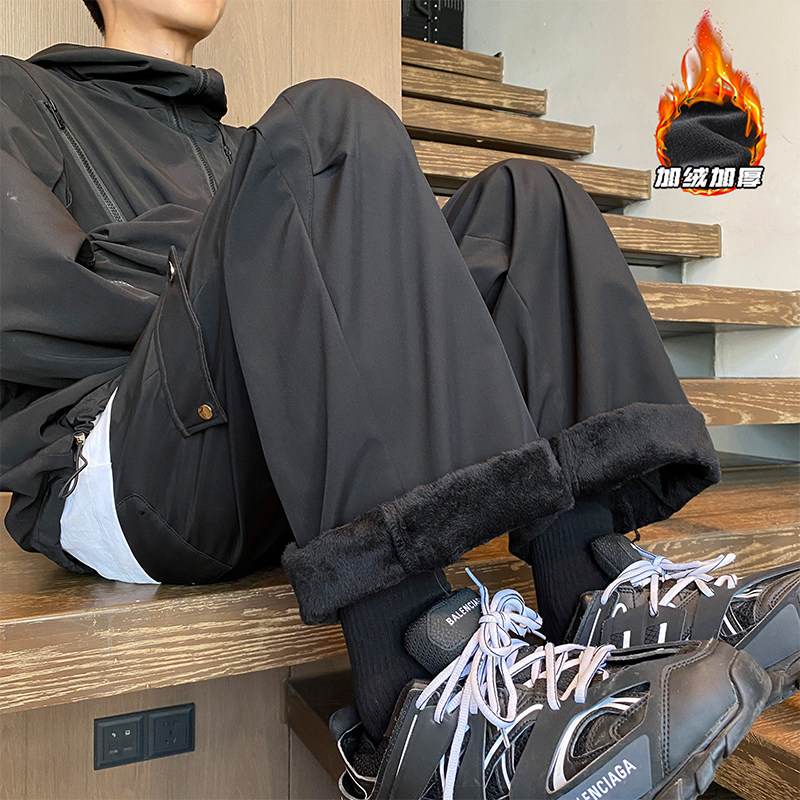 Windproof and waterproof three-in-one punching pants men's American plus suede thickened anti-cold and warm skiing tooling pants autumn winter-Taobao