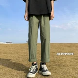 Хаки тонкие шелковые нейлоновые быстросохнущие японские штаны, свободный прямой крой