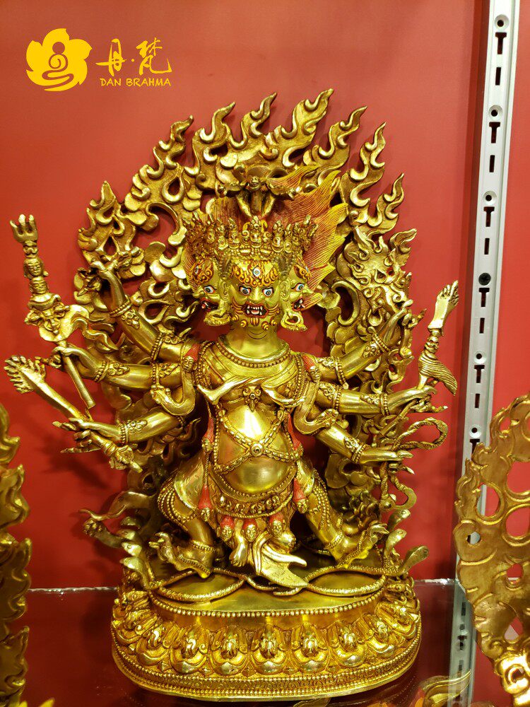 Nepalese full-lau gold horse head King Kong Buddha statue 1 ruler pure bronze horse head Ming meditation Buddha statue height 33cm