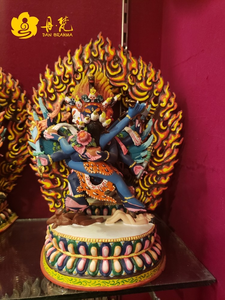 Nepal boutique painted pubakong Buddha statue pure handmade bronze Buddha 7 inch hair care Buddha high 20cm