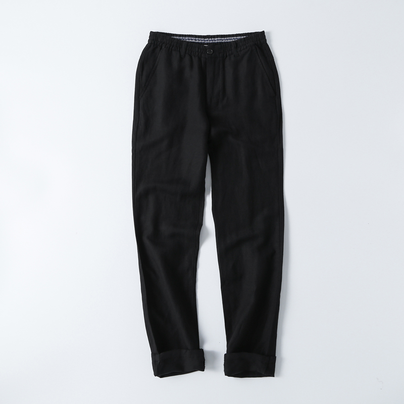 Quần linen nam mùa hè mỏng phần quần âu cỡ lớn Quần linen mùa hè Quần rộng cotton thun thun thun quần nam - 3/4 Jeans quần thể thao nam