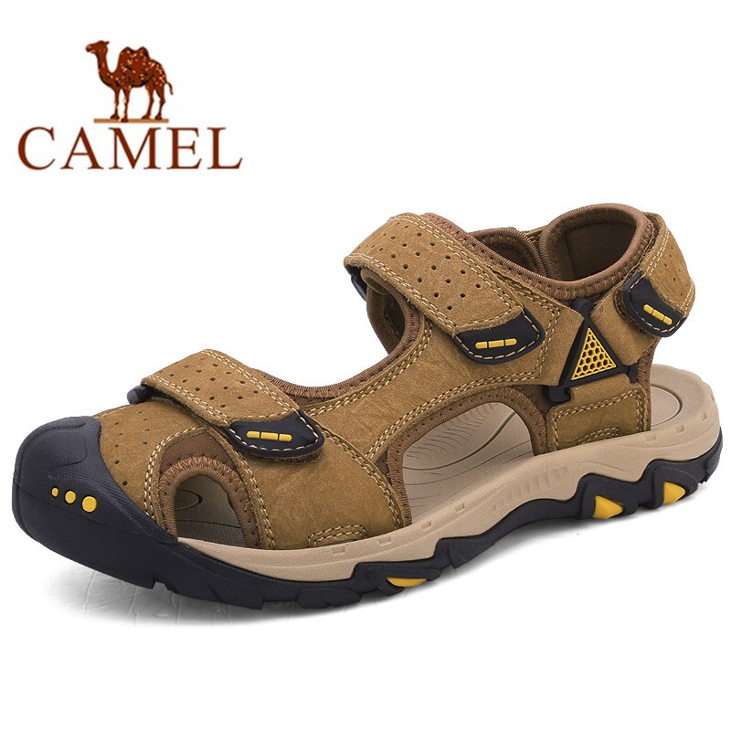 Camel Men's Genuine Leather Closed-Toe Sandals, Outdoor Casual Adjustable Size Velcro Beach Shoes, Large Size/47 Camel Men's Genuine Leather Closed-Toe Sandals, Outdoor Casual Adjustable Size Velcro Beach Shoes, Large Size/47