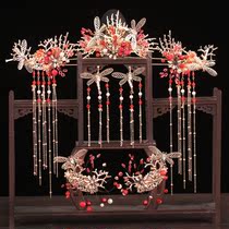 Show kimono wedding Fengguan show and head decorated brides 2022 new style Chinese step rocking flowing suede cloth