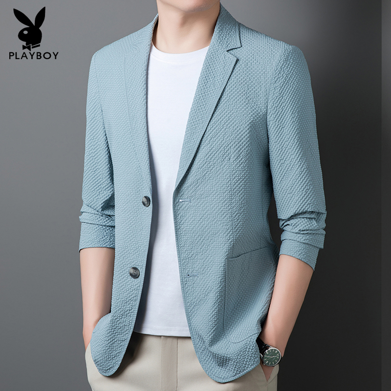 Bubble Check Spring and Summer Men's Blazer Thin Casual Uniform Single Top Casual Suit Men's Easiest for Match 2025 New Style