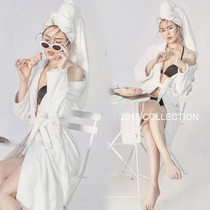 Studio theme Couple clothing New fashion magazine art photo photography clothing Indoor bathrobe pajama suit photo