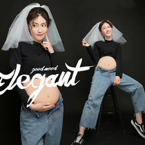 2021 Online Red New Pregnant Woman Art Photo Cover Cowboy Wind Big Belly Mommy Writing True Themed Photo Costumes