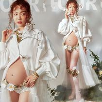 New fashion pregnant woman photo photo costume skirt photo studio photo tremble sound White pregnant mother photography dress