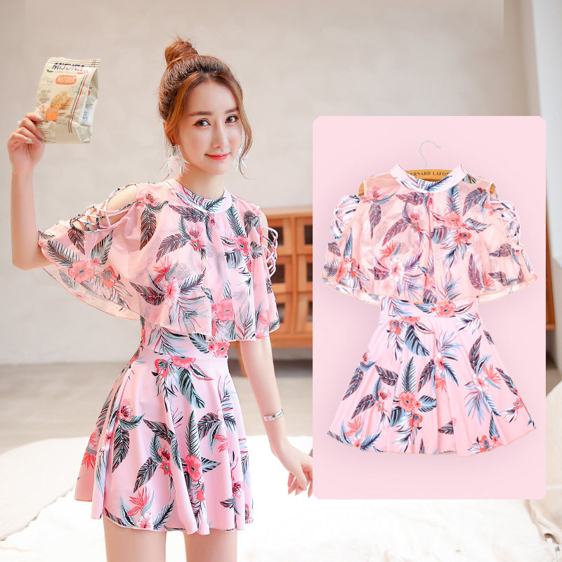 Swimwear women's summer conservative 2021 new cover belly thin one-piece women's large size seaside fairy hot spring swimsuit