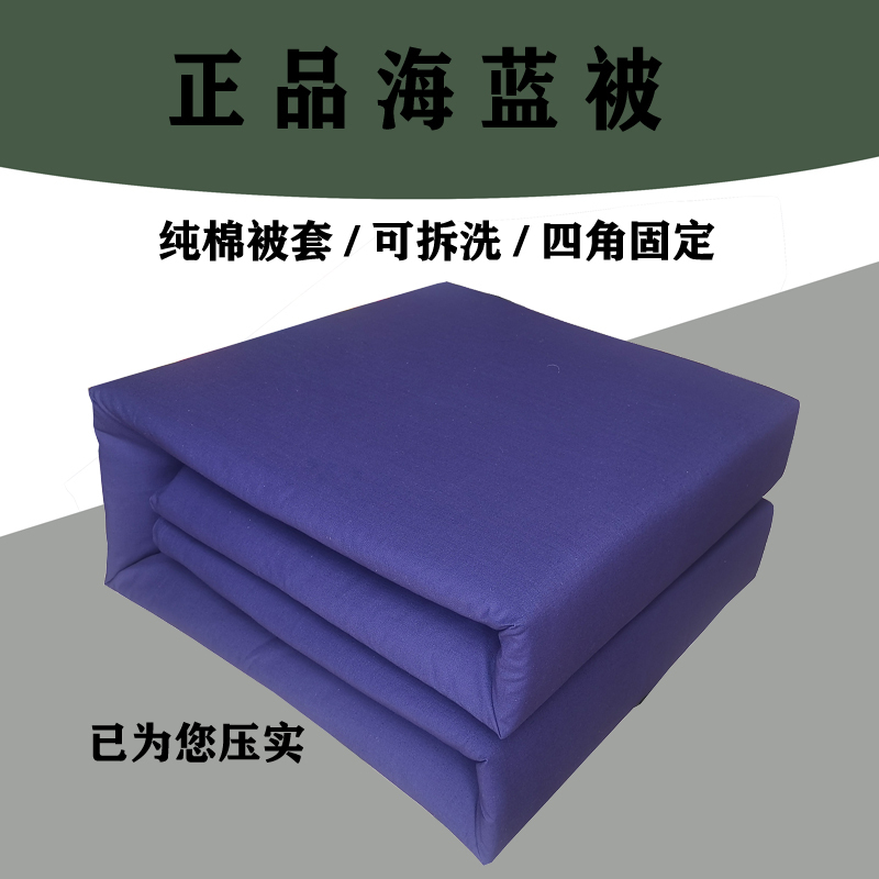 Authentic Sea Blue Quilt, Thickened Pure Cotton Hot-Melt Quilt, Solid Sea Blue Quilt, Single Dormitory Cotton Bedding