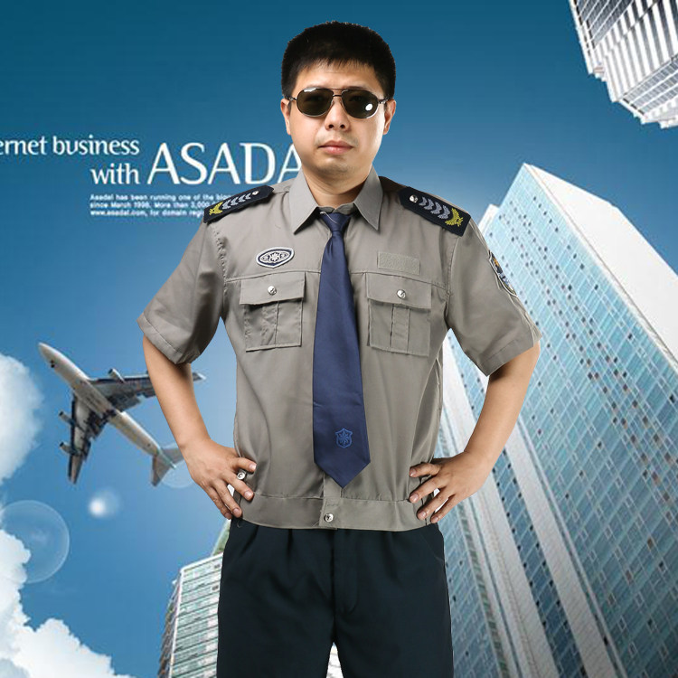 2011 new type of security short sleeve jacket style shirt Summer security uniform blouse grey twill fabric male style