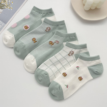 Socks Children cute Katinins Chaoty Short socks Pure cotton Low Gang Striped Slim Summer Boat Socks Day Mesh