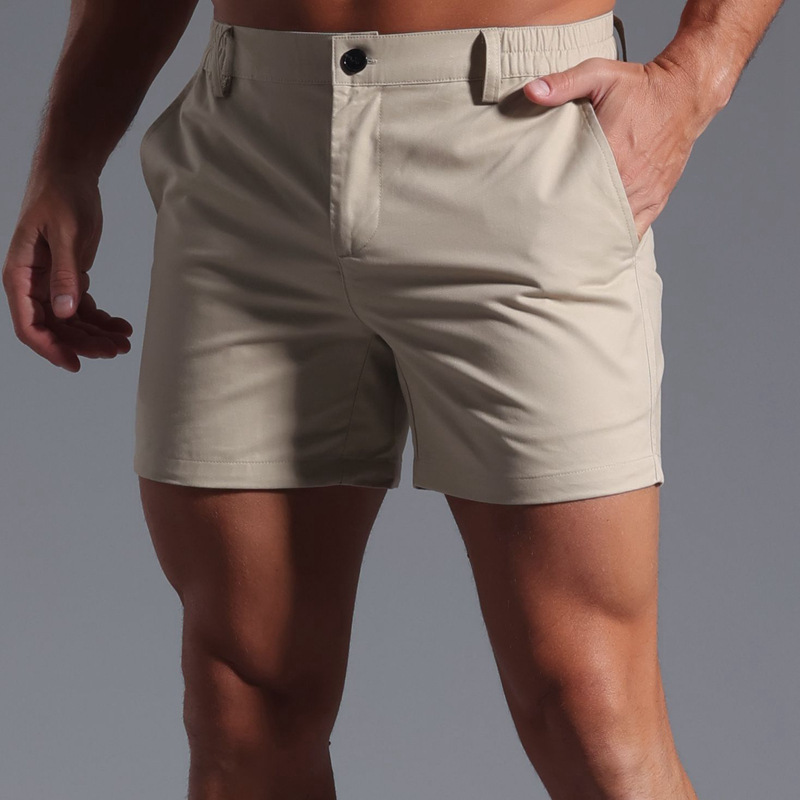 Summer Trendy Brand Shorts, Three-Quarter Casual Dress Pants for Men, Pure Cotton Quarter-Length Shorts, Semi-Elastic Waist, 3/4 Suit Pants