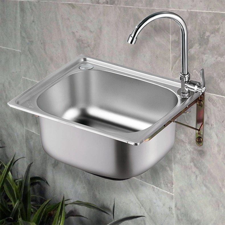 Stainless steel sink Small single sink Kitchen sink Balcony sink Simple single sink sink set with bracket