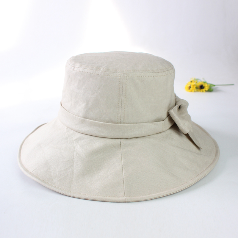 Export Japan Single spring Summer sun protection Fisherman Hat Women Pure Linen Great Hat Lady Hat Lady Light And Breathable Basin Hat Summer