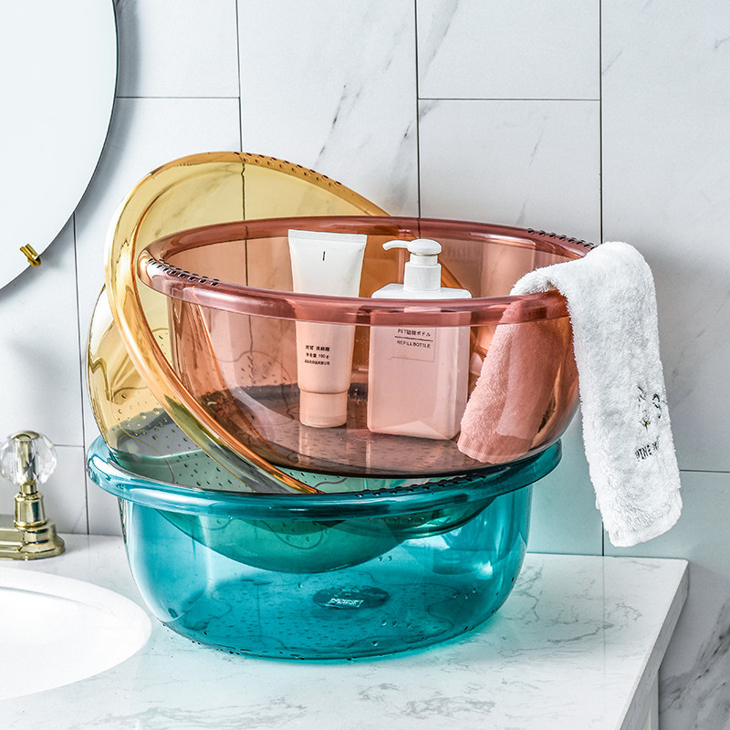 Washbasin Home Plastic Basin Subs Large Transparent Thickened Laundry Basin Make-up Room Round Student Dormitory Wash-foot basin
