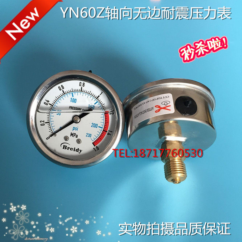 Axial endless seismic resistant pressure gauge YN60Z hydraulic pressure gauge 0-1 6 6 10 16 25 40MPA