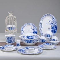 Jingdezhen 56 Skull Porcelain Tableware Set Bowl Plate Ceramics Blue and White Porcelain Glaze Color Household