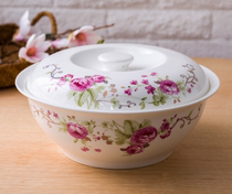 Jingdezhen Bone China Big Soup Bowl Soup Pot Eternal Rose 9-inch Pot Soup Pot with Cover
