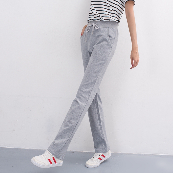 Cotton Sports Pants for Women, Summer Loose Straight-Leg Long Pants, Thin Style, Versatile Casual Sweatpants for Autumn and Winter, Suitable for Junior High School Students as School Uniform Pants