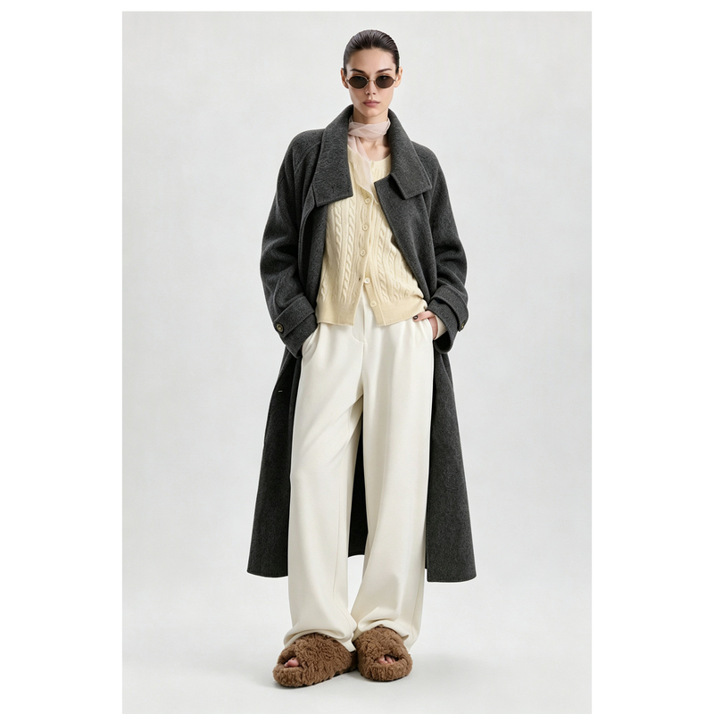 Women's Coat 2026 New Hepburn Style Double-Sided Wool Coat with Stand Collar Long Wool Coat Women's Coat 2026 New Hepburn Style Double-Sided Wool Coat with Stand Collar Long Wool Coat
