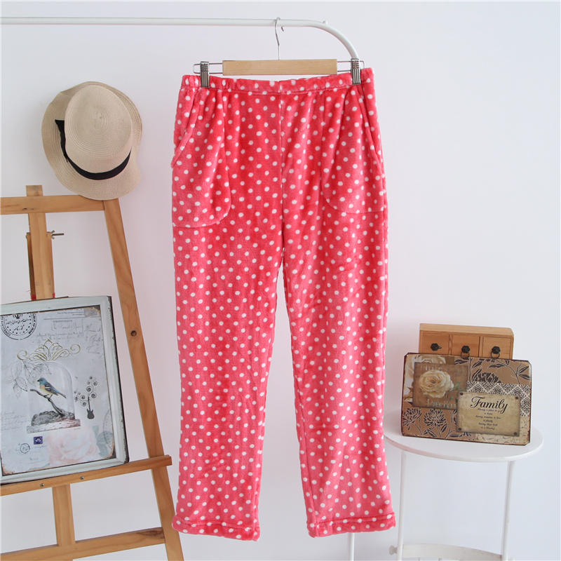Đàn ông và phụ nữ flannel san hô lông cừu nhà quần Đàn ông và phụ nữ quần ngủ mùa thu và mùa đông ấm áp sống quần mới quần đùi nam