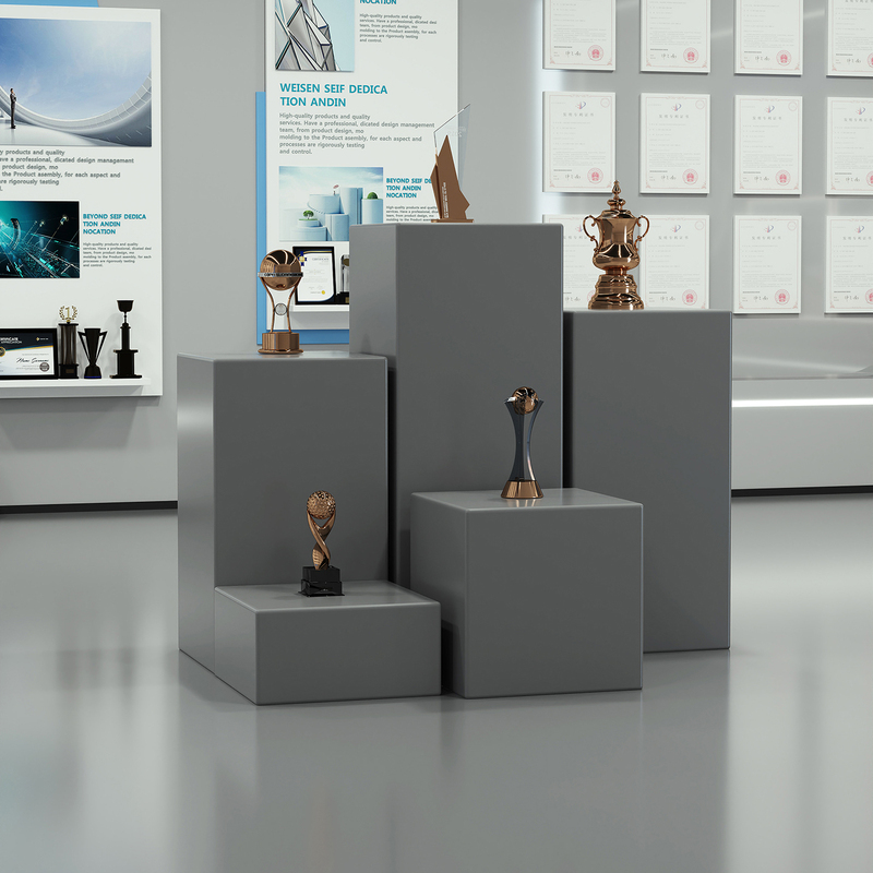 Rectangular Wooden Painted Display Stand for School Art Gallery Exhibition Window, Clothing, Footwear, Hats, and Products, Gray Display Stand Rectangular Wooden Painted Display Stand for School Art Gallery Exhibition Window, Clothing, Footwear, Hats, and Products, Gray Display Stand