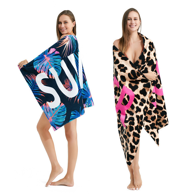 2025 New Quick-Drying All-Cotton Cut Velvet Printed Trendy Bath Towel ins Style Unisex Summer Thin Swimming Beach Towel
