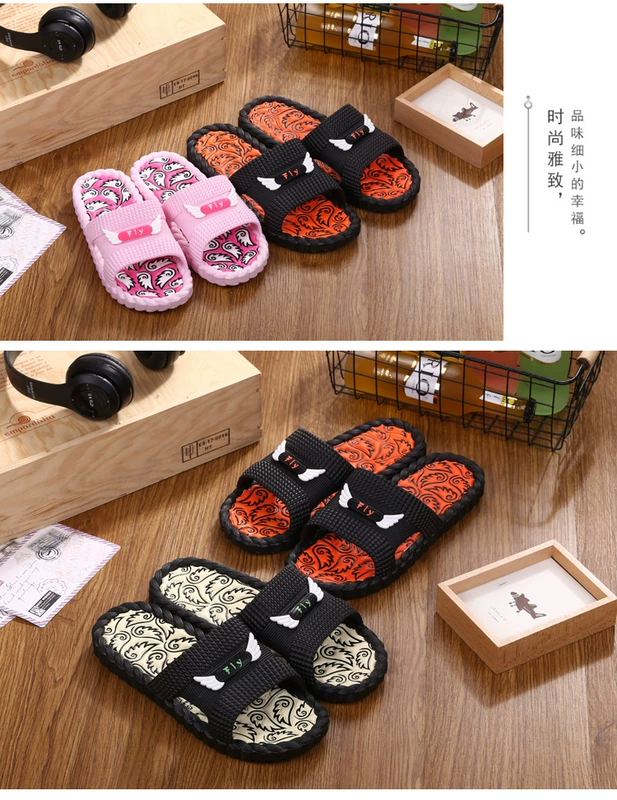 Phiên bản Hàn Quốc của dép nam xu hướng mùa hè nhà trong nhà chống trượt dày đáy phòng tắm nhà mùa hè từ kéo dép nam và dép