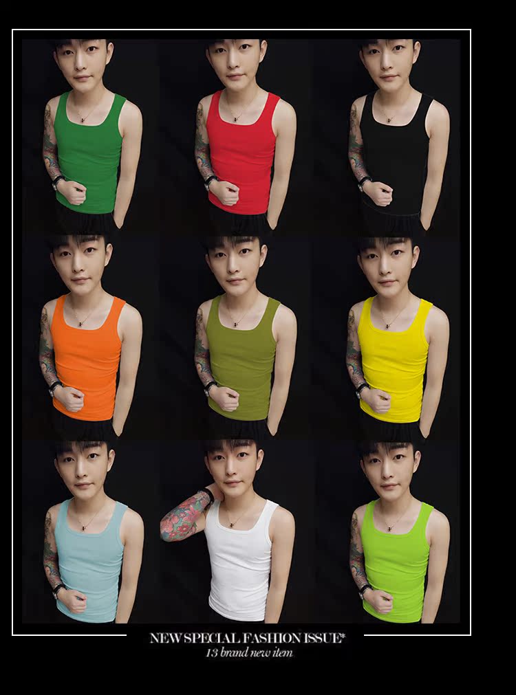 Tinh thần xã hội anh chàng mùa hè cotton bó sát thấm mồ hôi vest nam nhanh tay đỏ thon người đàn ông rắn rỏi màu sắc thủy triều - Lót áo lót thể thao 