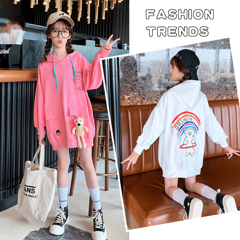 Girl's foreign necropolis 2022 spring new children's tennis red spring dress The long version of the women's big child blouse trendy jacket