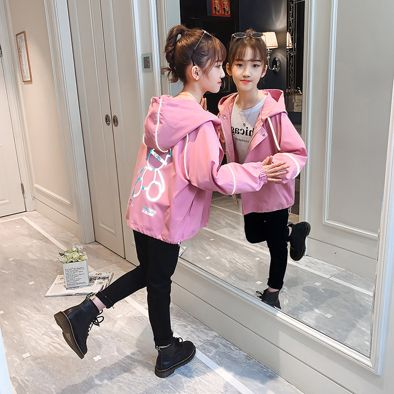 Girl Coats Spring Autumn 2022 New Foreign Pie Casual Children's Nets Red Trendy Girls Big Children Korean Version Jackets Blouses
