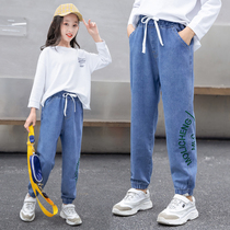 Girls jeans 2021 new spring style childrens pants children Spring Autumn Spring loose trousers