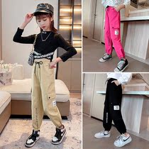 Girls overalls 2021 Spring and Autumn new childrens pants Korean version of foreign atmosphere tide big children autumn casual pants trousers