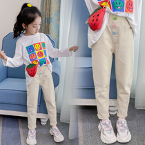 Childrens clothing girls pants spring and autumn 2021 new childrens childrens spring dress foreign trousers girls Korean casual pants