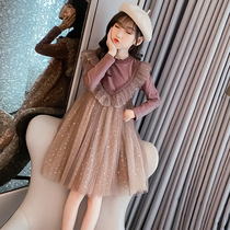 Girls dress 2021 spring dress new childrens skirt spring autumn big boy girl foreign style long sleeve princess dress