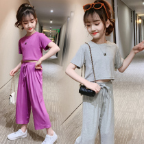 Girls summer suit 2021 new net red childrens clothing large and large virgin girl summer foreign style fashionable two-piece set