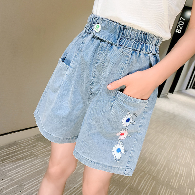 Girl Skyline Denim Shorts 2022 New Summer Dress Foreign Paise Girl Girl Outside Summer Wear 100 Lap Thin