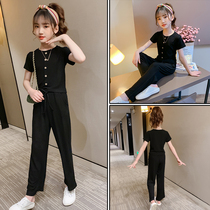 Girl Suit Summer Dress 2022 New Ocean Gas Mesh Red Children Dress CUHK Child Little Girl Summer Leisure Two Sets