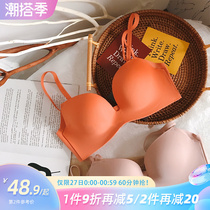 Small breasted flat chest mm lingerie woman thickened with large glossy finish No mark no steel ring to collect auxiliary milk bra bra suit