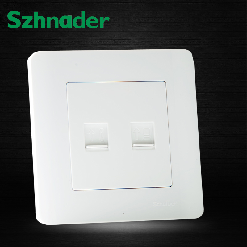 Deep - Liang Electrical Switch 86 type one telephone with computer socket pure white panel