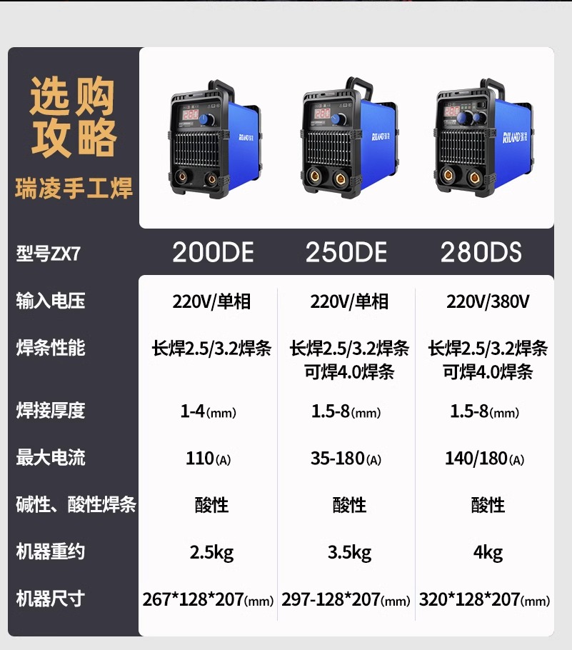 瑞凌 ZX7-280DS 家用大功率双电压手工焊-220-380v