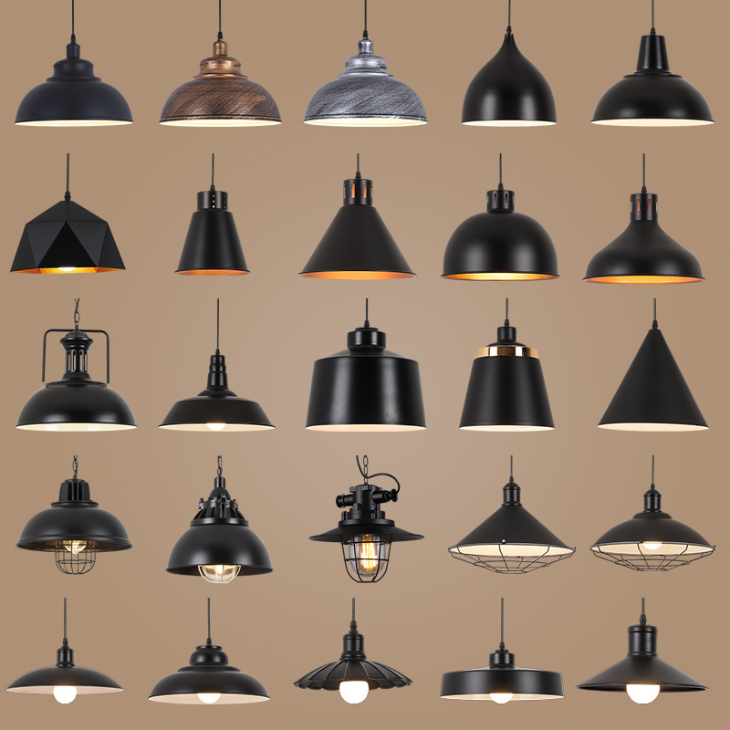 Simple Loft Retro Personalized Creative American Industrial Style Nostalgic Black Lampshade Bar Restaurant Hotel Decorative Chandelier