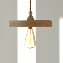 Solid wood chandelier brass Nordic restaurant bar living room simple modern Japanese retro tea room home lamps