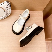 Thick-soled white Mary Jane shoes British style small leather shoes womens jk shoes autumn and winter soft leather retro big head Lolita shoes