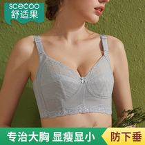 Comfortable fruit ultra-thin underwear women without steel ring big chest small bra adjustment type gathering large size bra summer day