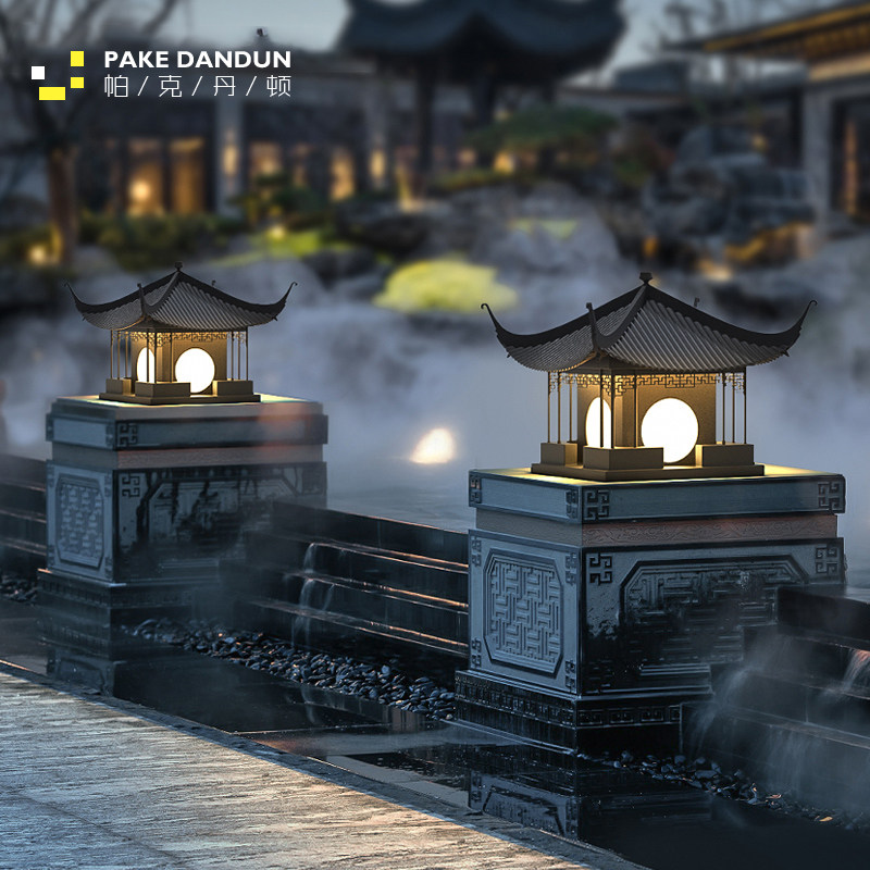 đèn trụ cổng năng lượng mặt trời giá rẻ Đèn cột tiên tiến phong cách Trung Quốc mới đèn tường năng lượng mặt trời đèn cột ngoài trời đèn cổng đèn cổng cổng vườn đèn đội đầu đèn trụ cổng năng lượng đèn trụ cổng tròn năng lượng mặt trời