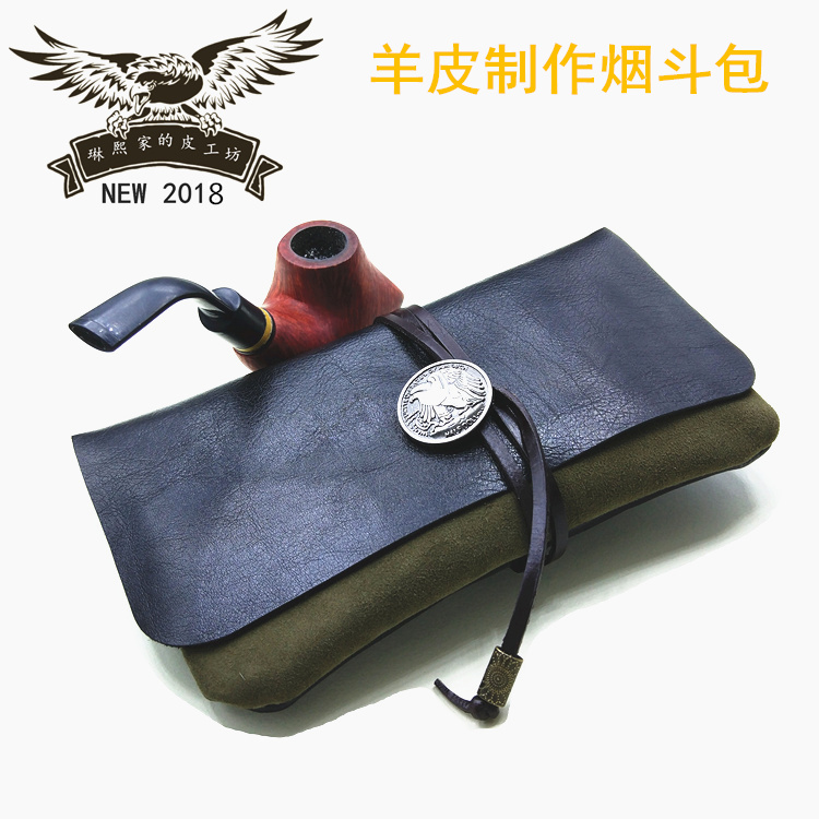 Genuine Leather Cigarette Pack Handmade Portable Pipe Pack Large Capacity Cigarette Box Pack Hand Roll Cigarette Pack Small Lambskin Soft Leather Storage Bag