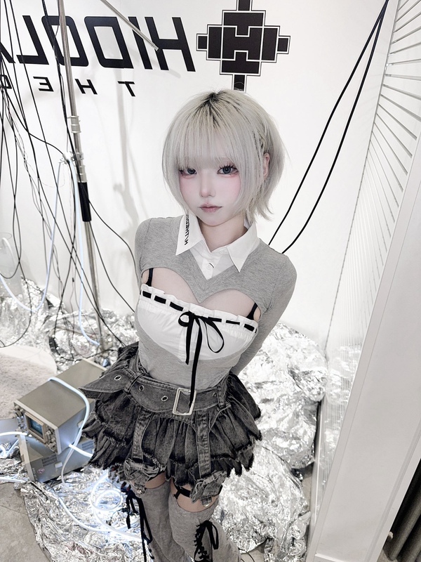 Nameless Japanese Style Ht Subculture Mass-Produced Lolita Bow High-Waisted Suspender Denim Skirt Y2K